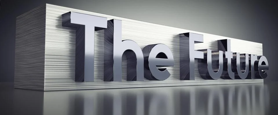The future - metal typographical concept - 3D illustration 스톡 일러스트
