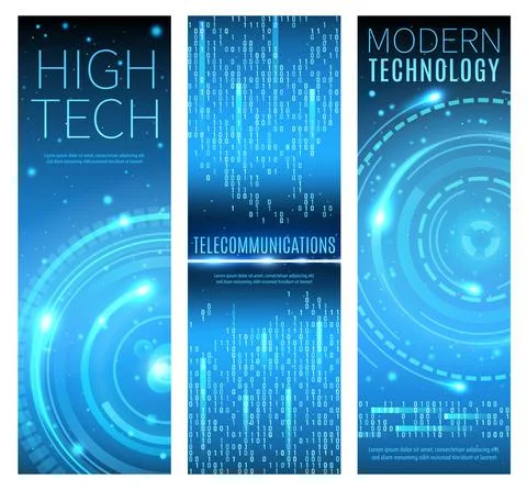 Future modern technology and high tech banners Stock Illustration