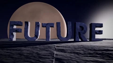 Future Monolithic Letters on a Barren Alien Plateau with a Planet Rising on the Stock Footage 341804951
