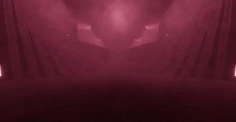 Future Neon Glow Futuristic Empty Smoke Alien Hangar Tunnel Futuristic Hallwa Stock Illustration