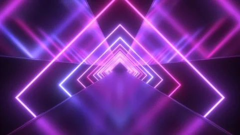Future Neon Laser Squares with Ultraviolet Light Tunnel Reflections Stock Illustration