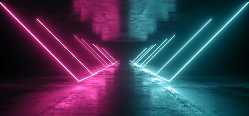 Future Neon Lights Sci Fi Futuristic Purple Blue Laser Shine In Dark Concrete 스톡 일러스트