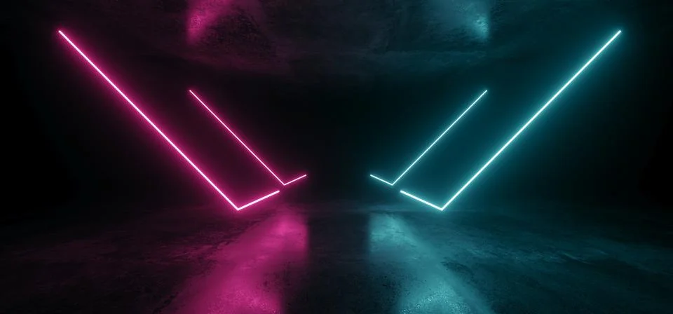 Future Neon Lights Sci Fi Futuristic Purple Blue Laser Shine In Dark Concrete 스톡 일러스트