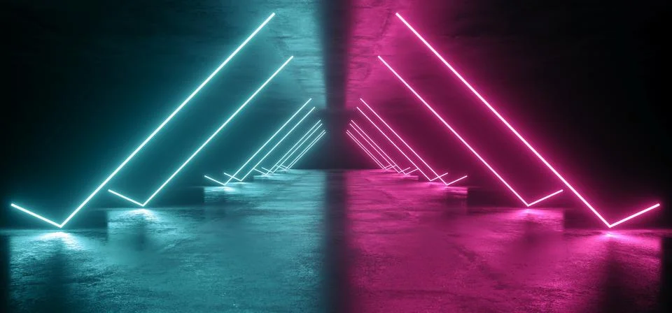 Future Neon Lights Sci Fi Futuristic Purple Blue Laser Shine In Dark Concrete Illustrazione stock