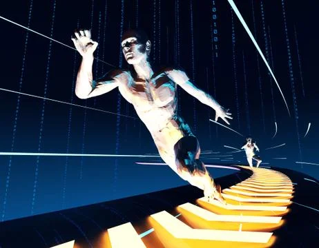 Future network data transmission, big data technology Illustrazione stock