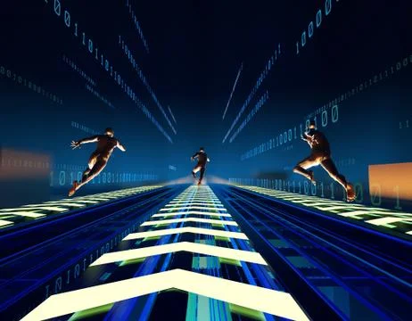 Future network data transmission, big data technology Illustrazione stock