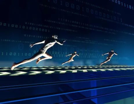 Future network data transmission, big data technology Illustrazione stock