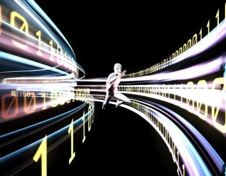 Future network data transmission, big data technology Illustrazione stock