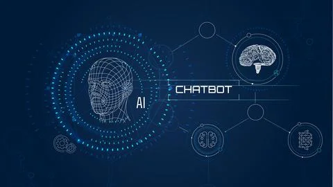 The future of new technologies hinges on the use of artificial intelligence. Stock Illustration