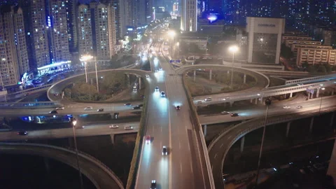 Future Night City Flight 3 Stock Footage 234913341