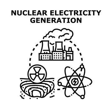 Future nuclear energy generation producing clean electricity Stock Illustration
