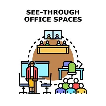 Future office concept with transparent working spaces Stock Illustration