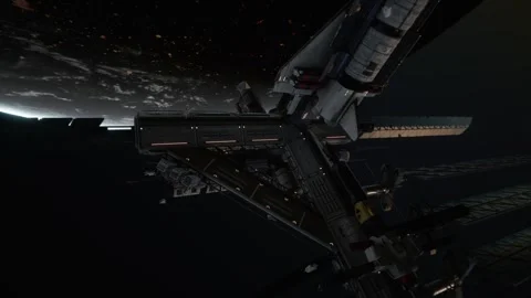 The future orbital station and the rocket in front of planet Earth Stock Footage 260586830