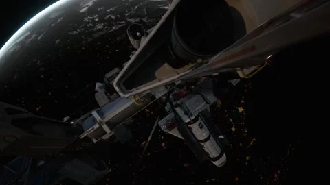 The future orbital station in front of planet Earth Stock Footage 260594384
