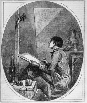 The future painter of still life, the pitoresque magazine by edouard charton, Stock Illustration
