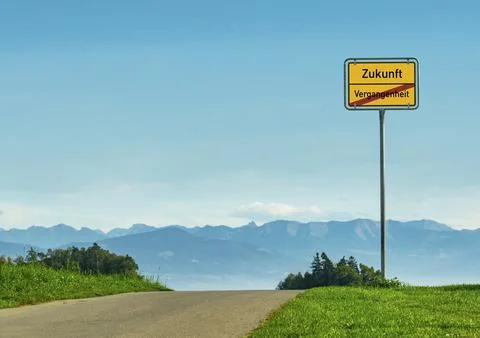 Future, past place name sign Stock Illustration