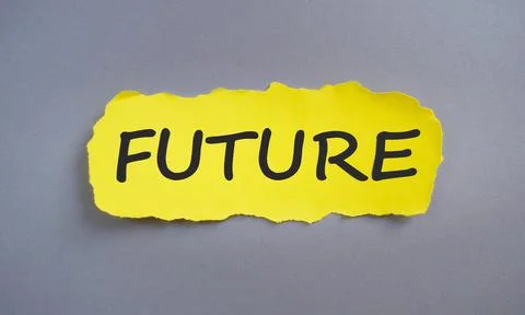 Future phrase written on yellow torn paper. Stock Photos