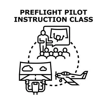 Future pilot learning flight instruction class concept Stock Illustration