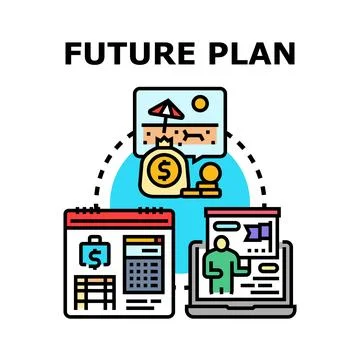 Future plan outlining financial saving for retirement and vacation Stock Illustration