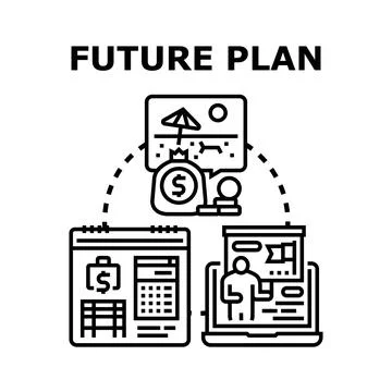 Future plan outlining financial saving for retirement and vacation Stock Illustration
