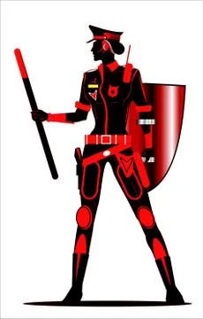 Future policewoman holding a shield and a stick Stock Illustration