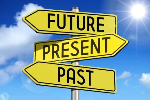 Future, present, past - yellow roadsign イラスト素材