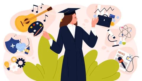 Future profession and career choice, graduate making decision to choose Stock Illustration