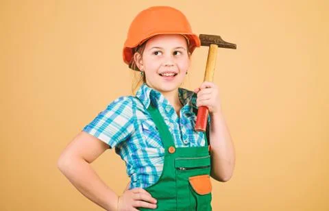 Future profession. Child care development. Builder engineer architect. Kid Stock Photos