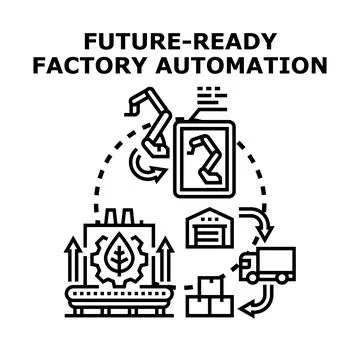 Future ready factory automation developing streamlined production process Illustrazione stock