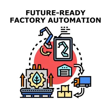 Future ready factory automation developing streamlined production process Stock Illustration