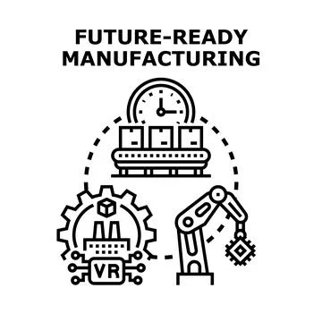 Future ready manufacturing concept with advanced production technology Stock Illustration