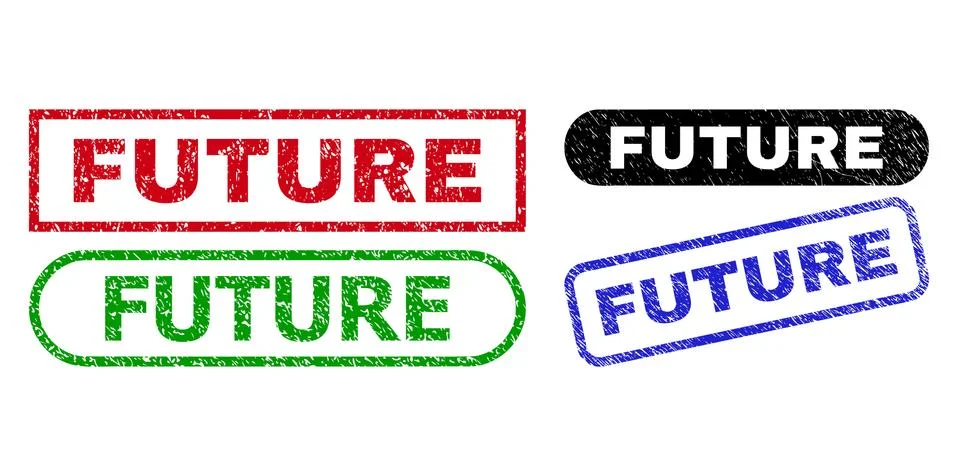 FUTURE Rectangle Stamp Seals with Unclean Texture Illustrazione stock
