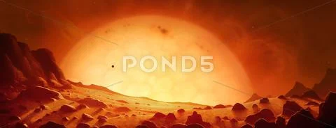 Future red giant sun, artwork Stock Illustration