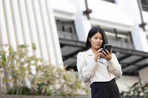 Future remote work combines technology smart phone connection online white .. Stock Photos