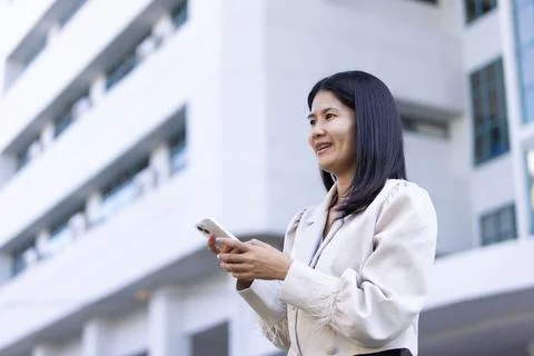 Future remote work combines technology smart phone connection online white .. Stock Photos