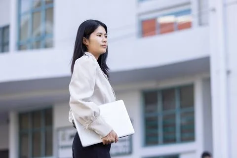 Future remote work combines technology smart phone connection online white .. Stock Photos