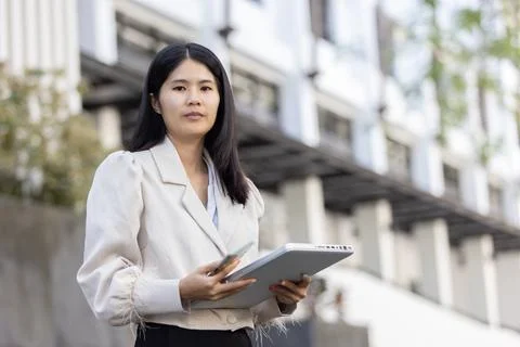 Future remote work combines technology smart phone connection online white .. Stock Photos