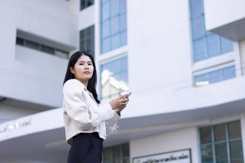 Future remote work combines technology smart phone connection online white .. Stock Photos