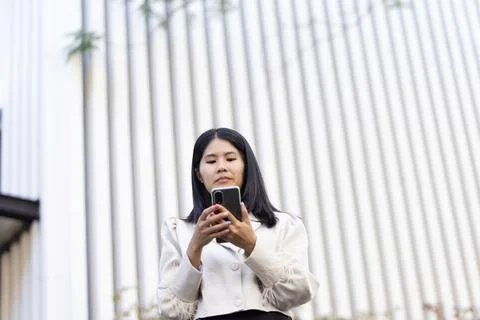 Future remote work combines technology smart phone connection online white .. Stock Photos