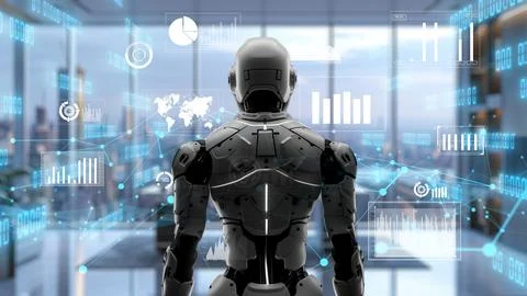 Future robot engineering LLM artificial intelligence AI solutions with LISP Stock Illustration