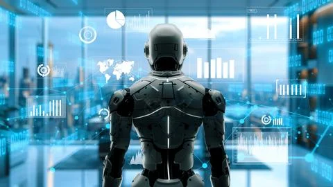 Future robot engineering LLM artificial intelligence AI solutions with LISP Stock Photos