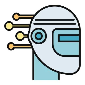 Future robot head processing data with artificial intelligence 스톡 일러스트