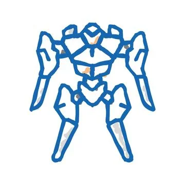 Future robot icon doodle illustration Stock Illustration