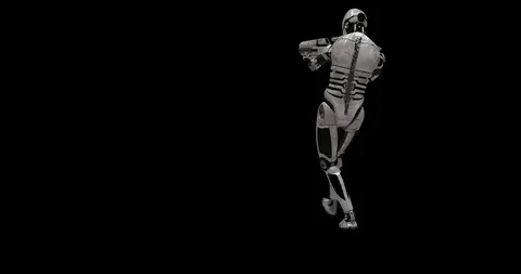 Future Robot Soldier Green Screen - Shooting Back Left No Effects 2K Stock Footage 122750586