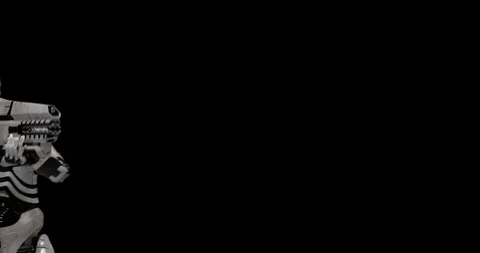 Future Robot Soldier Green Screen - Shooting Front Right Close No Effects 2K Stock Footage 122750677