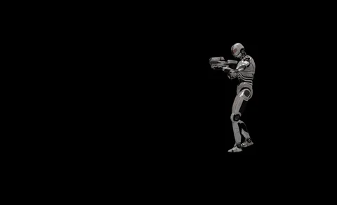 Future Robot Soldier Green Screen - Destroyed Front Left No Effects 2K Stock Footage 122750785
