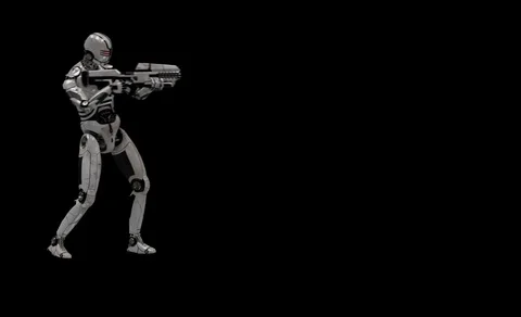 Future Robot Soldier Green Screen - Destroyed Right No Effects 2K Stock Footage 122750837