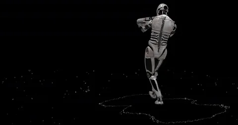 Future Robot Soldier w/ Alpha - Shooting Back Left No Effects 4K Stock Footage 81870850