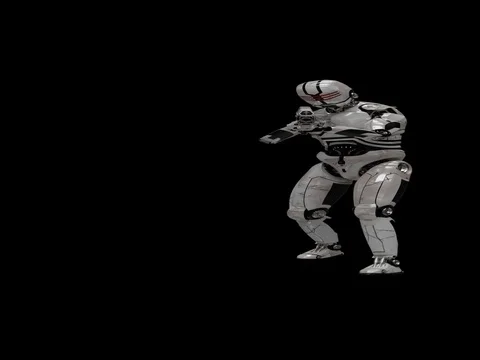 Future Robot Soldier w/ Alpha - Destroyed Front No Effects 4K Stock Footage 81871086