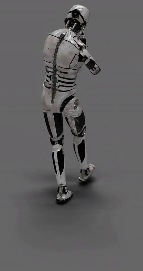 Future Robot Soldier w/ Alpha - Shooting Back No Effects 4K Stock Footage 81871127